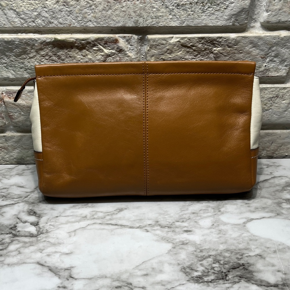 Coach Colorblock Large Clutch in orange/brown/cream leather. VINTAGE - Picture 5 of 12
